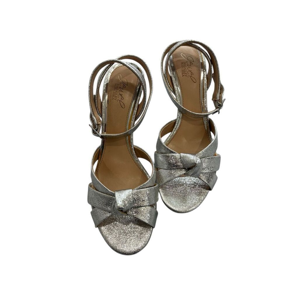 Jewel Badgley Mischka Heels Women 8 Silver Strappy